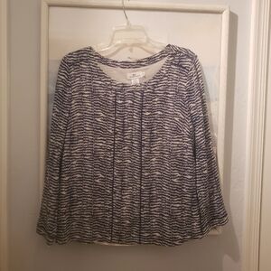 Vineyard Vines Silk Blend Top Women’s Size 10 Blue White Print Long Sleeve
